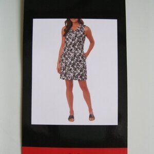 Briggs New York  Ladies' Ruffle V-neck Linen Blend Dress, black/white, M (1226)